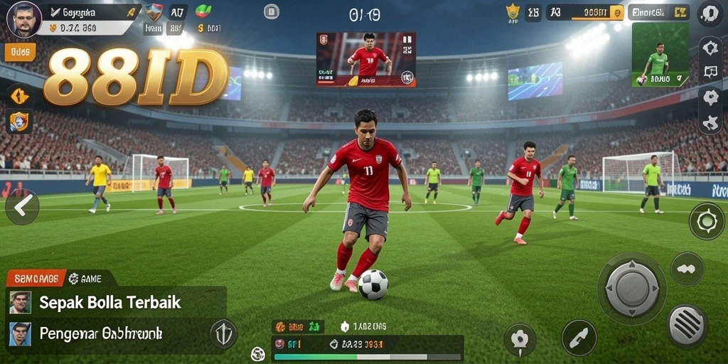 Tampilan gameplay menegangkan di lapangan sepak bola.