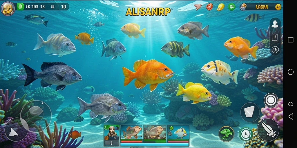 Tampilan gameplay seru di ALISANRP dengan aksi tembak ikan.
