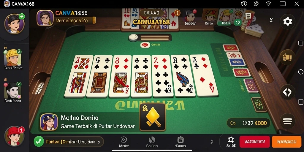 Screenshot gameplay CANVA168 menampilkan suasana seru permainan Domino.