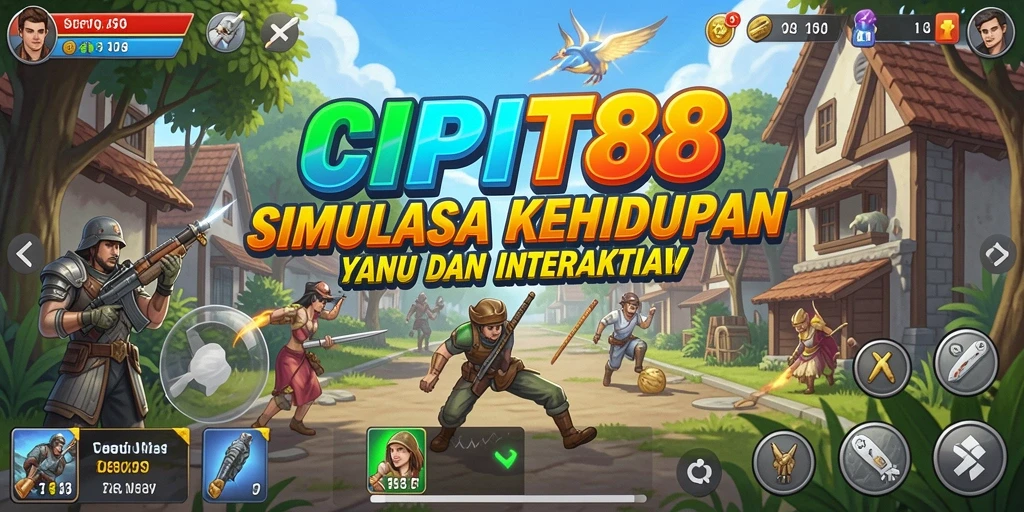 Screenshot menunjukkan gameplay interaktif dan kustomisasi karakter di CIPIT88.