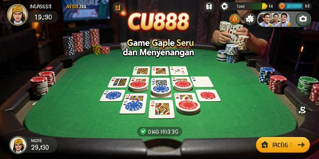 Tampilan menarik dari gameplay Gaple di CU888.