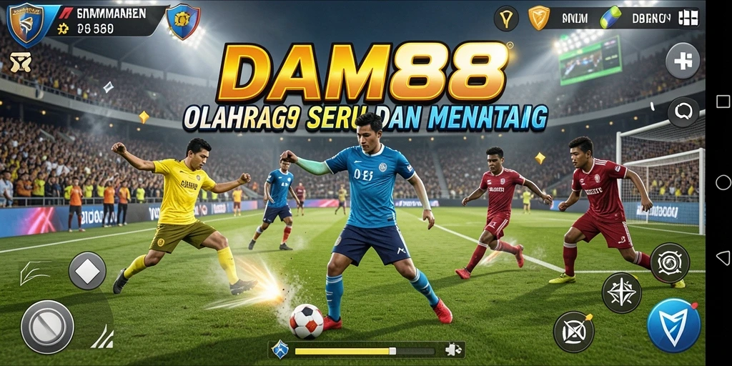 Screenshot menunjukkan pemain sedang beraksi dalam pertandingan olahraga yang seru.