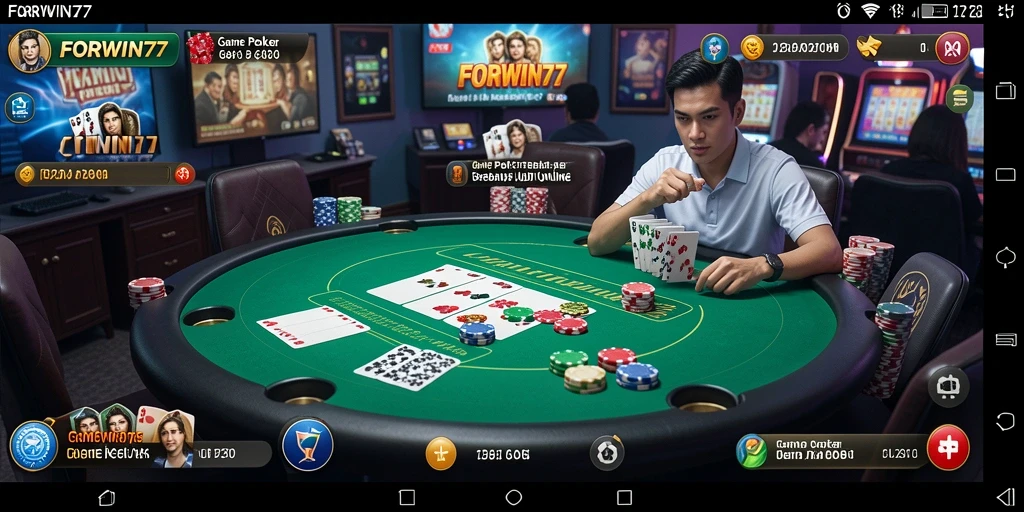 Tampilan gameplay Poker yang mengasyikkan di FORWIN77.