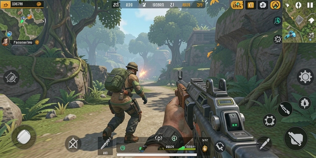 Tangkapan layar gameplay ID6788 menampilkan aksi tembak-menembak yang mendebarkan.