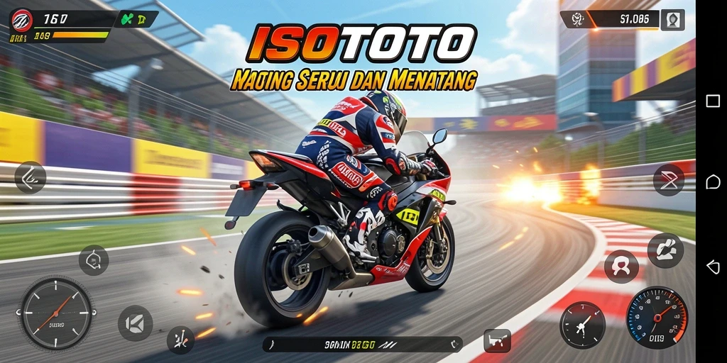 Tampilan gameplay yang seru di <strong>ISOTOTO</strong>, dengan balapan motor yang mendebarkan.