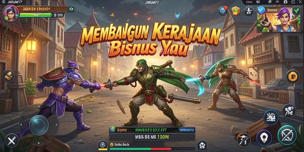 Screenshot JARUM77 menampilkan gameplay seru dalam membangun bisnis.