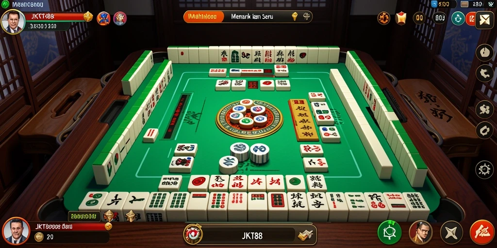 Tampilan gameplay seru JKT88 dengan desain ubin Mahjong yang menarik.