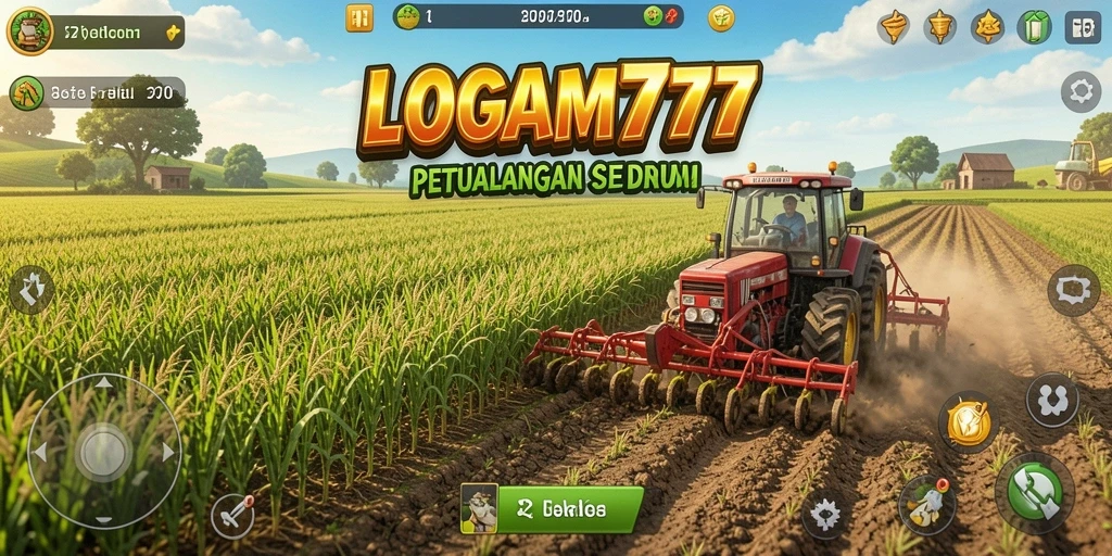 Tampilan screenshot LOGAM777 yang menampilkan aktivitas bertani.
