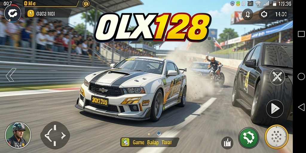 Tampilan gameplay balap intens dan seru di OLX128.