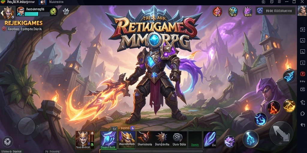 Tangkapan layar utama gameplay MMORPG REJEKIGAMES yang penuh aksi.