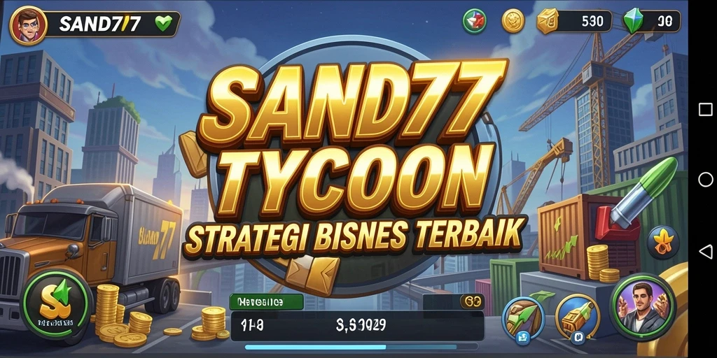 Tangkapan layar gameplay SAND77 menampilkan strategi dan pengelolaan bisnis yang seru.