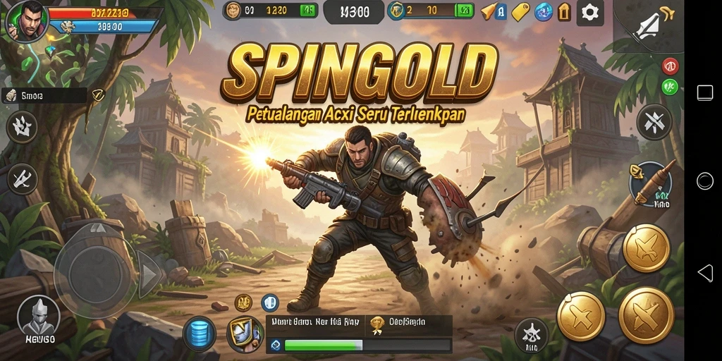 Tampilan gameplay SPINGOLD yang penuh aksi dan petualangan seru.
