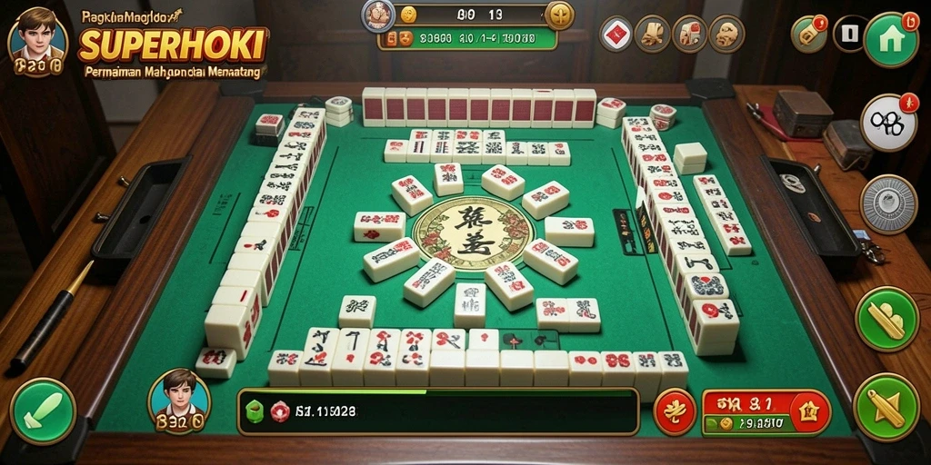 Screenshot gameplay SUPERHOKI yang menampilkan keseruan permainan Mahjong.